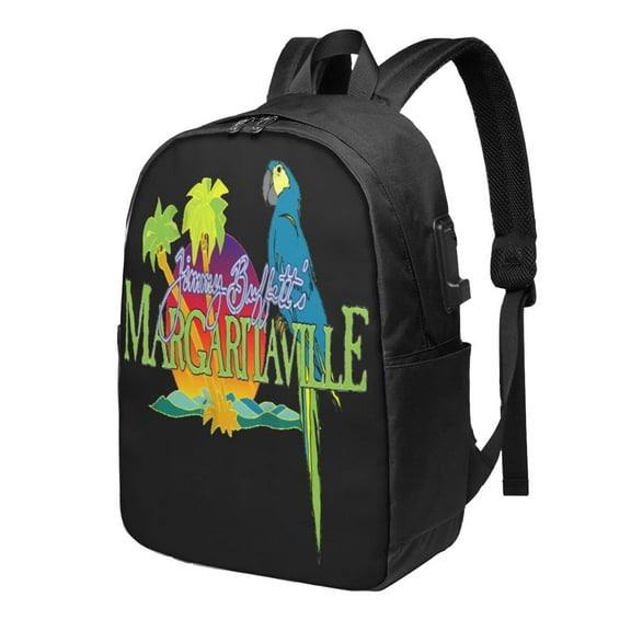Jimmy Buffett Margaritaville Backpack Fashion Travel Backpack Laptop Backpack 17 Inch External Usb Interface Headphone Line Interface