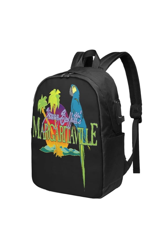 Jimmy Buffett Margaritaville Backpack Fashion Travel Backpack Laptop Backpack 17 Inch External Usb Interface Headphone Line Interface