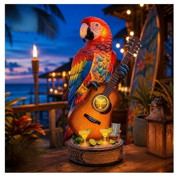 Jimmy Buffett Margaritaville Solar Garden Light Outdoor Stake, Tropical Flair Solar Outdoor Stake Lamp for Landscaping and Nighttime Garden Lighting