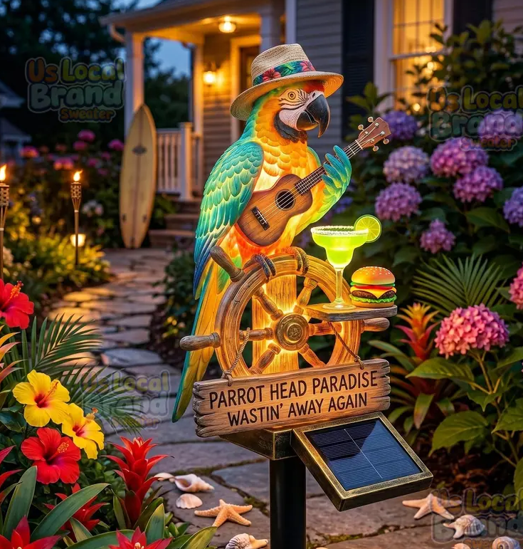 Jimmy Buffett Tropical Parrot Solar Garden Light, All-Weather