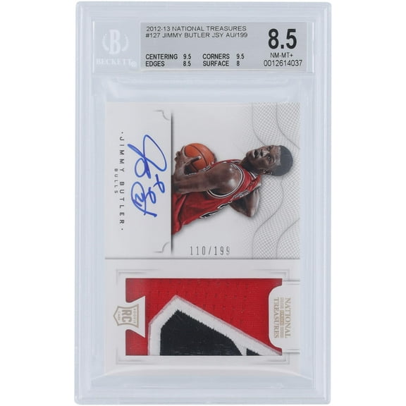 Jimmy Butler Chicago Bulls Autographed 2012-13 Panini National Treasures 3 Color RPA #127 #110/199 BGS Authenticated 8.5/10 Rookie Card - 9.5,9.5,8.5,8 Subgrades - Fanatics Authentic Certified