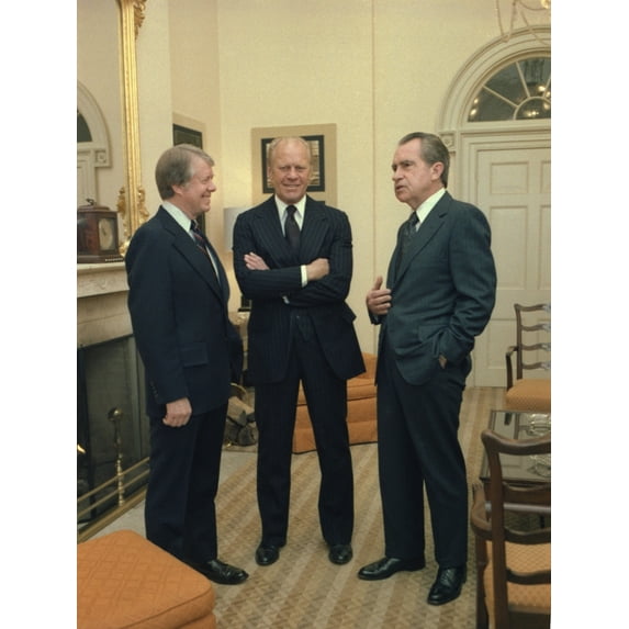 Jimmy Carter Gerald Ford And Richard Nixon Gather At The White House For The Funeral For Minnesota Senator And Former Vice President Hubert Humphrey. January 17 1978. History (24 x 36)