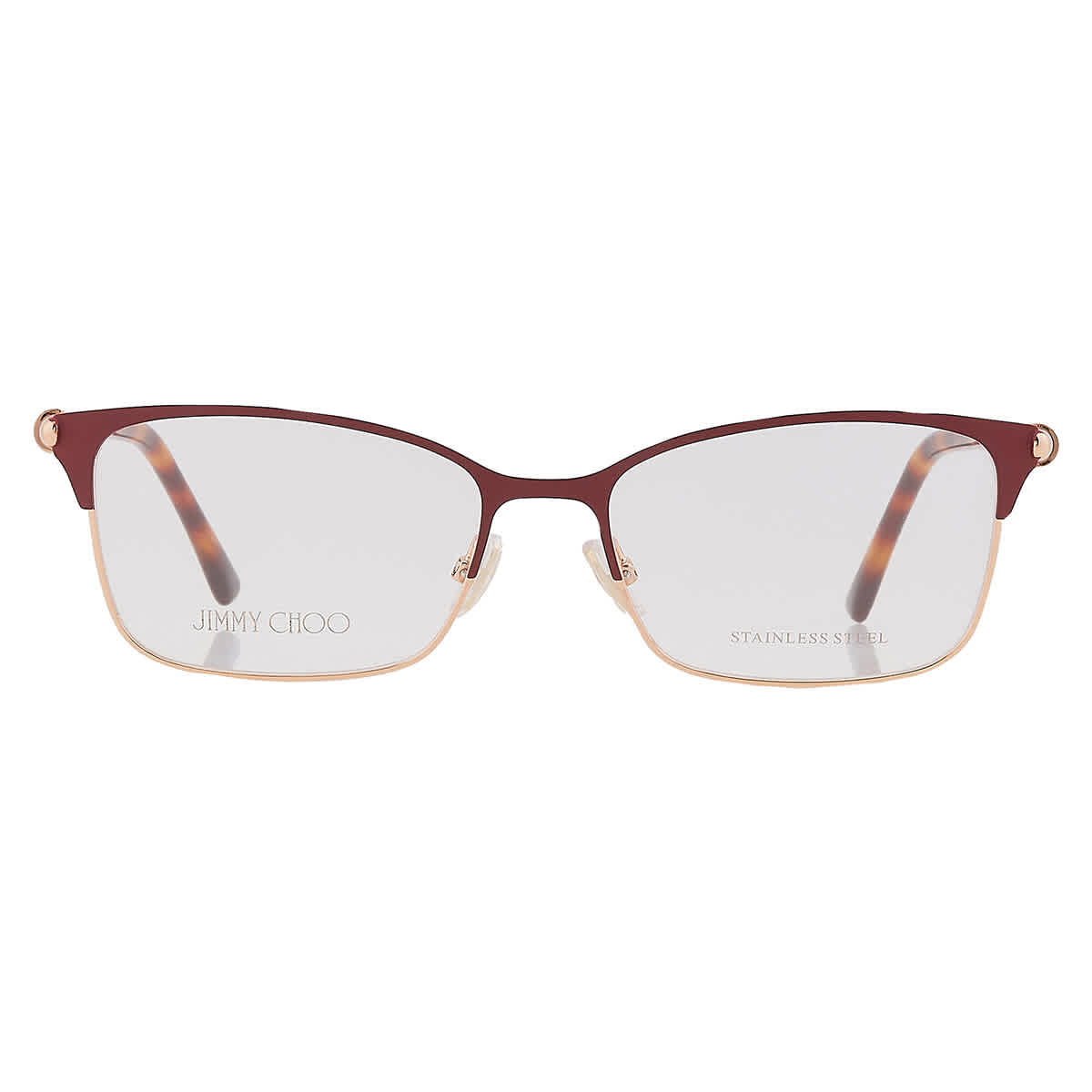 Jimmy Choo 295 Full Rim Rectangular Burgundy Gold Eyeglasses  display picture 2
