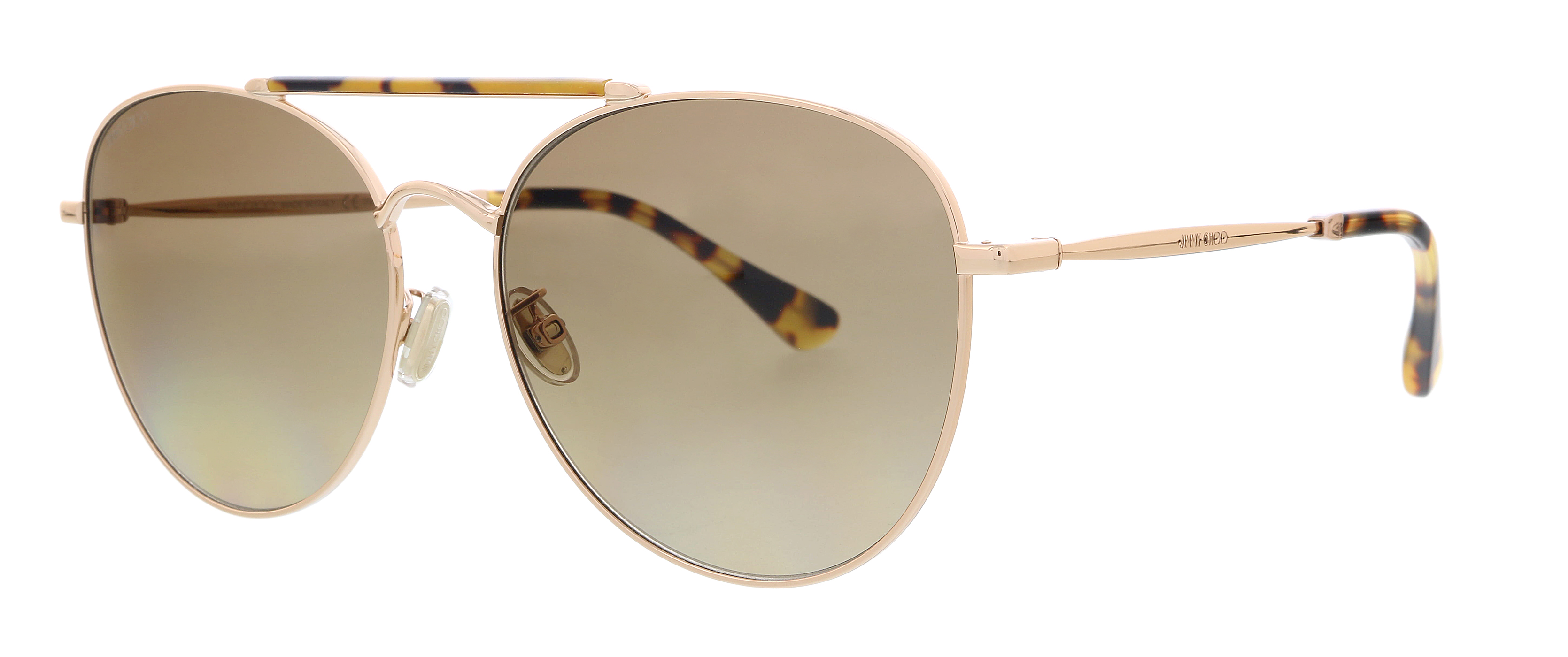 JIMMY CHOO ABBIEGS 006J HA Gold Havana Aviator Sunglasses  display picture 1