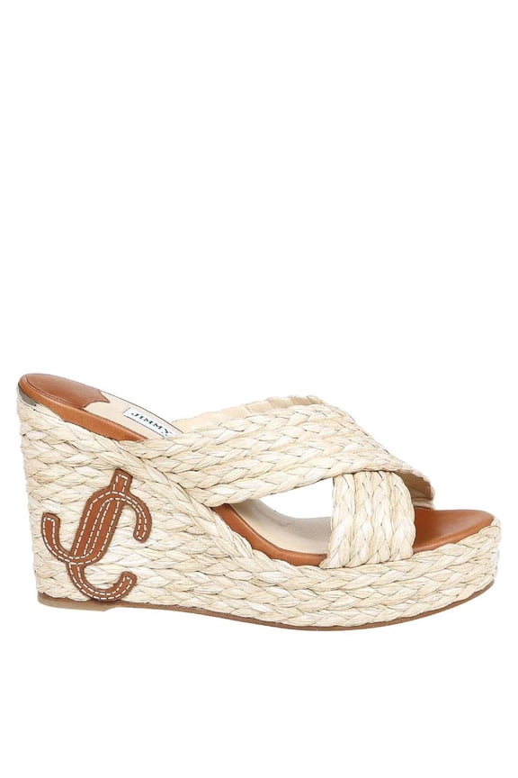 Dovina 100 Raffia Wedge Sandals, Brand Size 34 ( US Size 4 )
