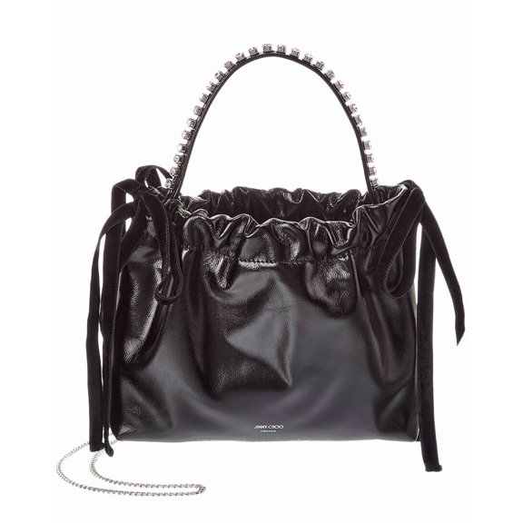 Jimmy Choo Drawstring Mini Leather Tote, ns, Black