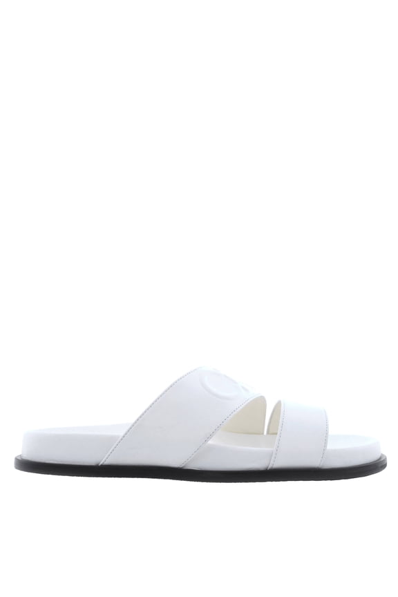 Embossed Logo Leather Slides, Brand Size 35 ( US Size 5 )