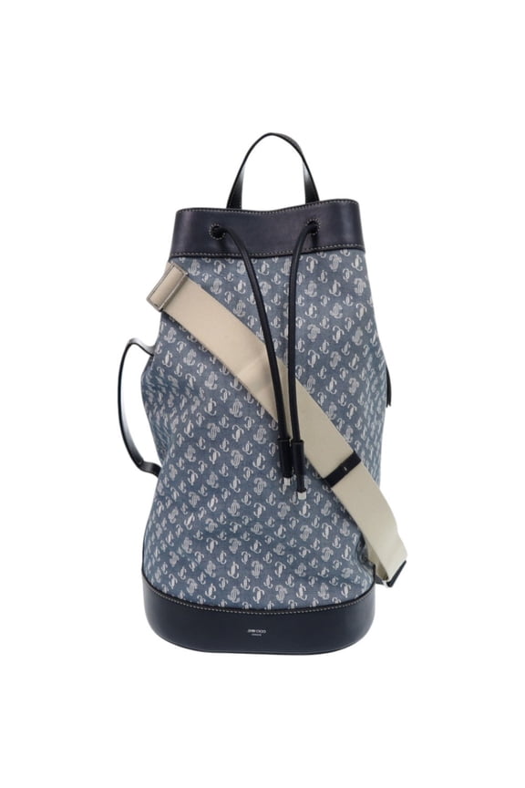 Pre-Owned Jimmy Choo Evan Denim JC Monogram One-Shoulder Daypack KGCFV2, Leather,... (Good)