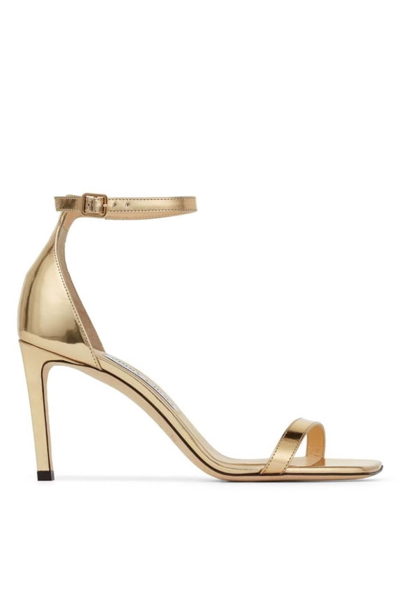 Gold Alva 85 Leather Sandals, Brand Size 35 ( US Size 5 )