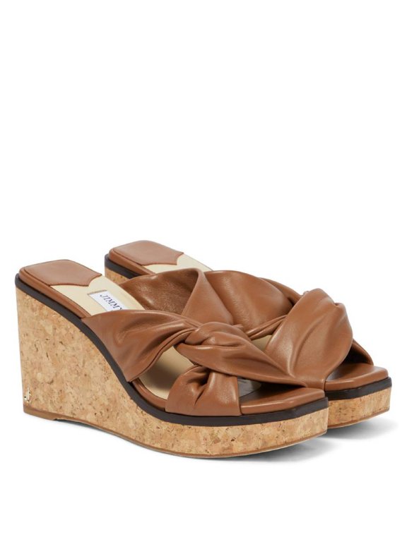 Narisa 90 Leather Wedge Sandals, Brand Size 34 ( US Size 4 )