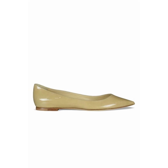 Jimmy Choo Pointed Toe Ballerina Flats In Glossy Nude Leather Brown (Women's)