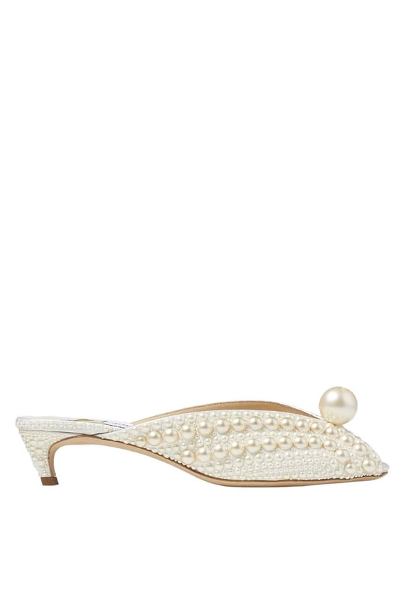 Samantha 35 Pearl-Embellished Satin Mules, Brand Size 34.5 ( US Size 4.5 )