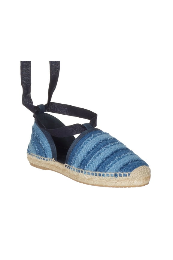 Women's Blue Denim Lace Up 'Dolphin' Espadrille Flats Shoes Size 5