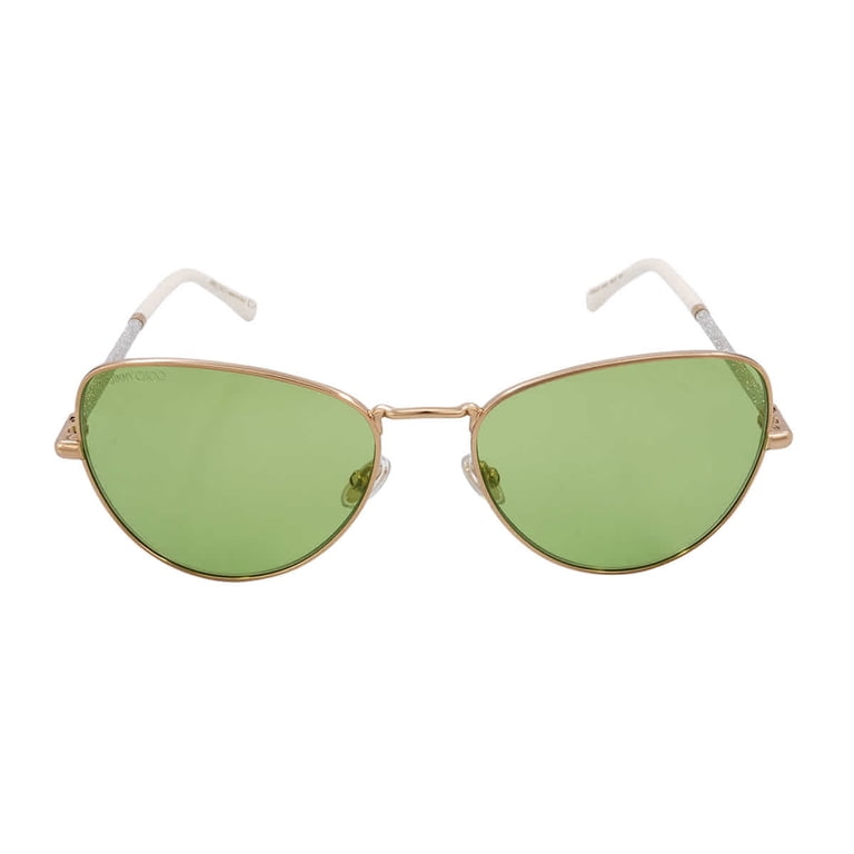 Jimmy Choo Gold Metal Green Frame Sunglasses NEW Gavin | Pale Gold and Green Metal Rectangular Sunglasses  main image 4