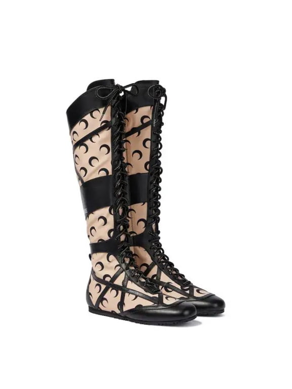 Womens Kato x Marine Serre Knee-High Boots, Brand Size 35 ( US Size 5 )