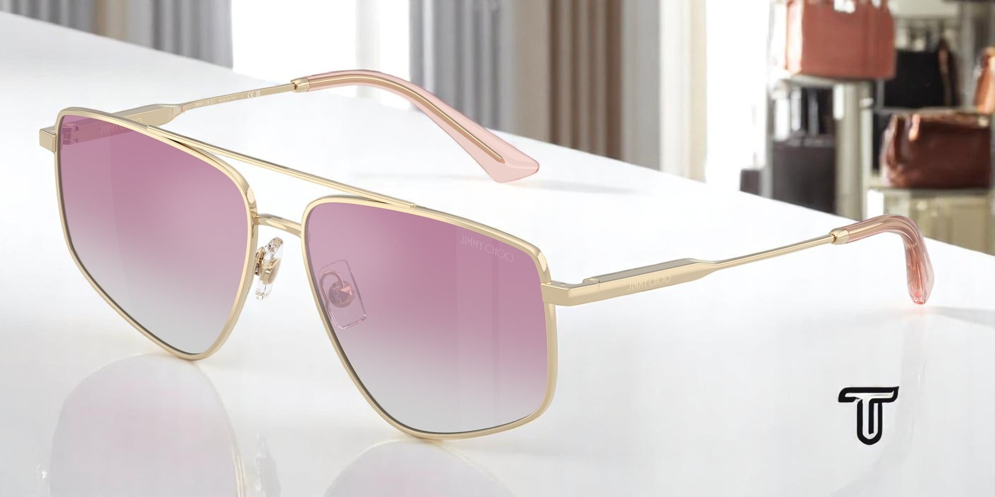 JIMMY CHOO JC4011 300658 Pale Gold Grad Fuxia Mir Silver 58