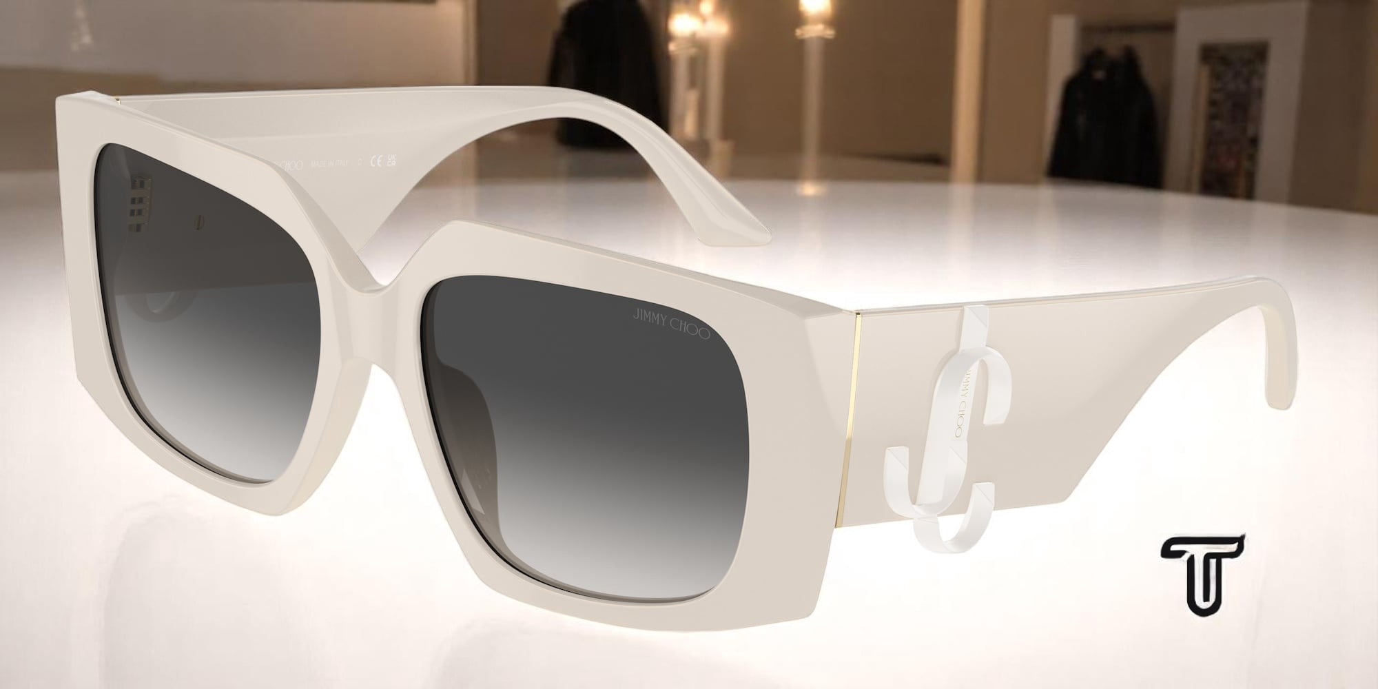 JIMMY CHOO JC5006U 50088G White Gradient Grey 55 mm Women display picture 3
