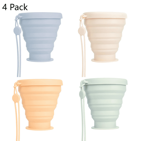 CNDRLEF Collapsible Silicone Travel Cup  Leakproof, BPA-Free Reusable Foldable Water Bottle with Carry Loop, 4 Colors for Hiking, Gym, & Commutes | Compact & Portable