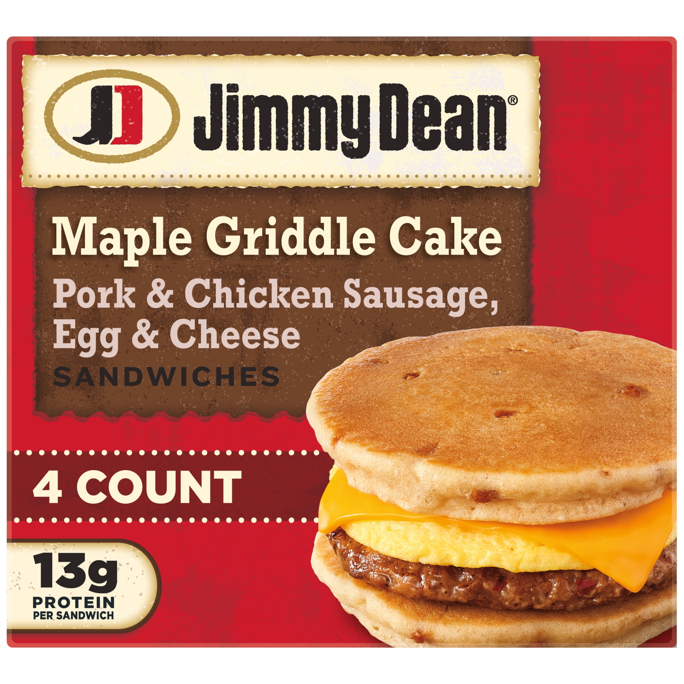 Jimmy Dean, Egg and Cheese Maple Griddle Cake Sandwich, 18.8 oz, 4