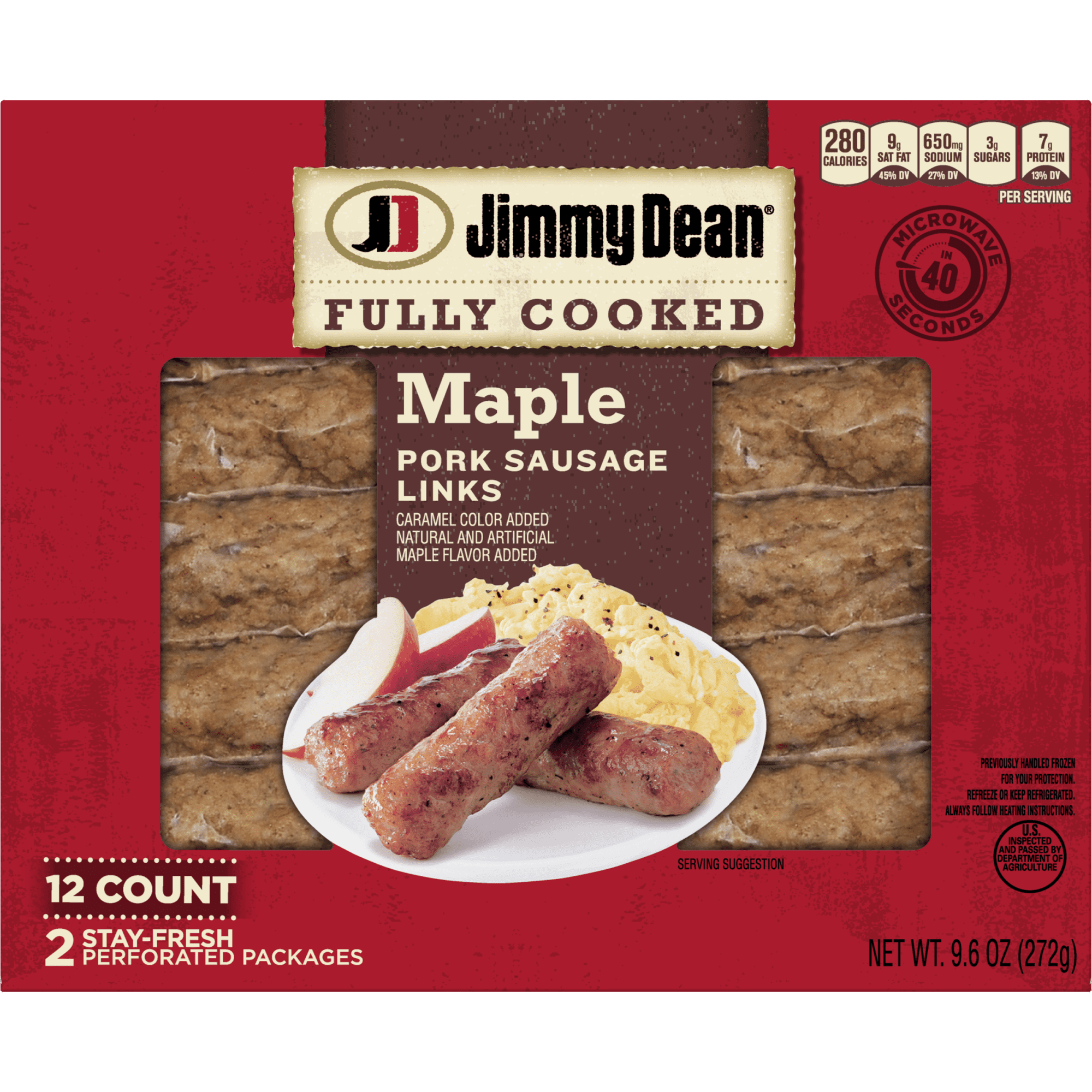 Jimmy Dean Fully Cooked Maple Pork Sausage Links 12 Count Walmart