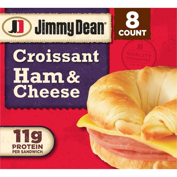 Jimmy Dean Frozen Breakfast Sandwich, Ham & Cheese Croissant, 8 Count