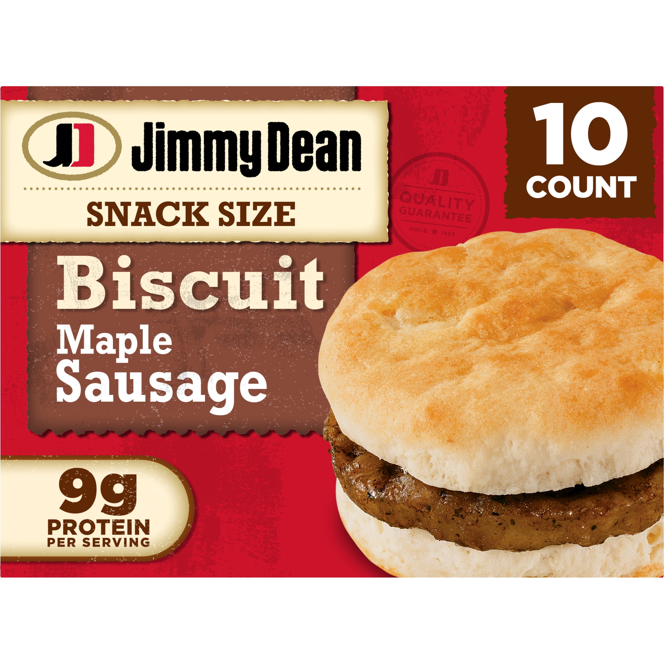 Jimmy Dean Maple Sausage Biscuit Snack Size Breakfast Sandwiches, 17 oz, 10 Count (Frozen)