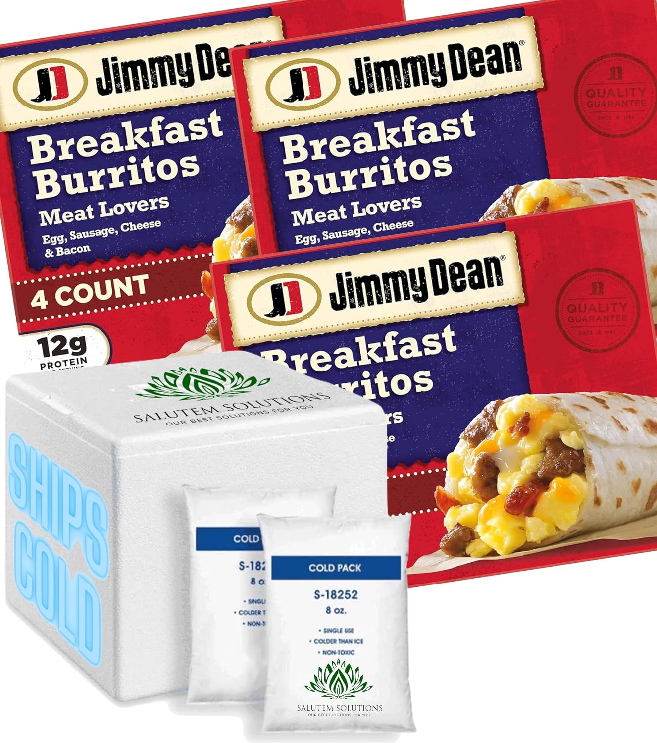 Jimmy Dean Meat Lovers Breakfast Burritos, 17 Oz Pack of 3