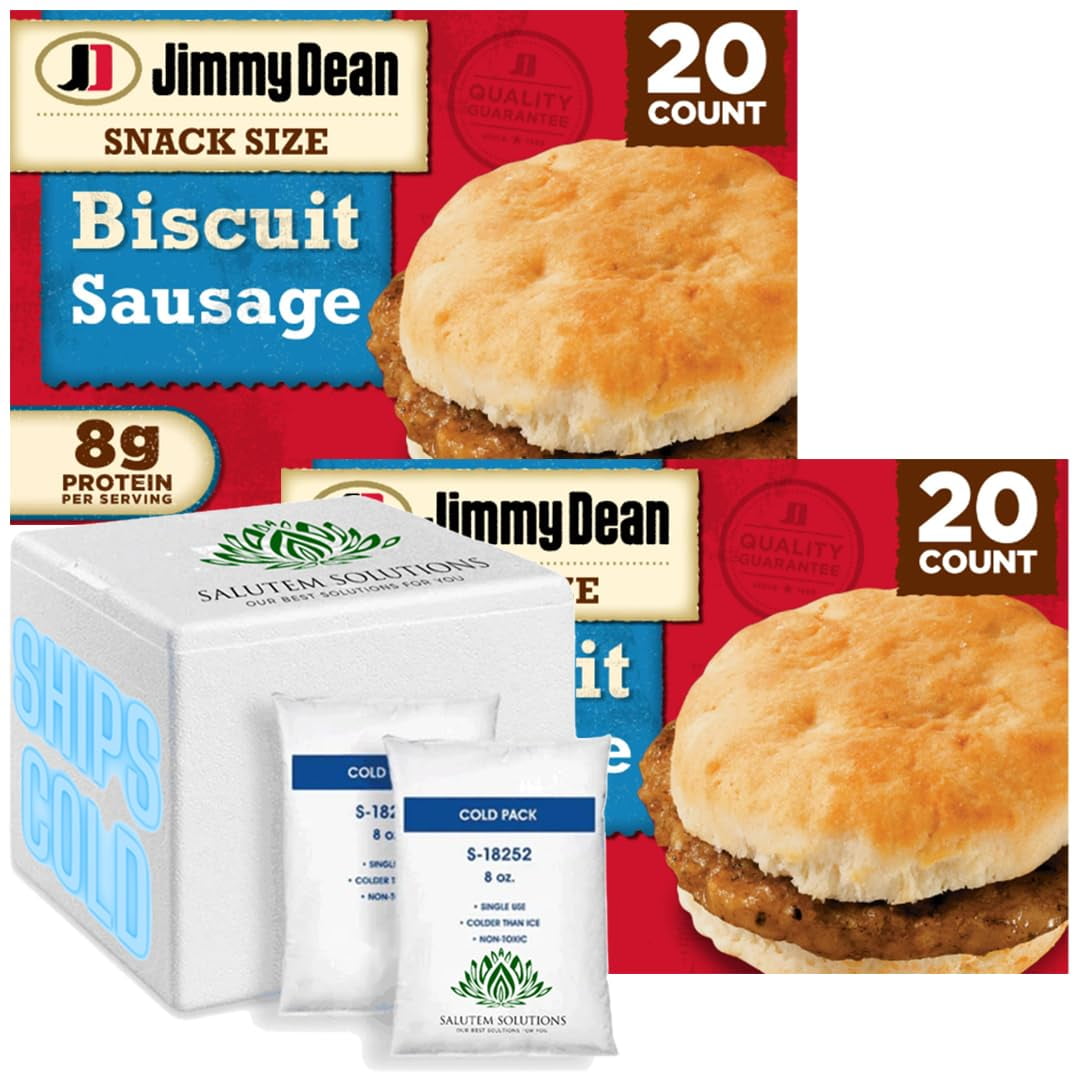 Jimmy Dean Sausage Biscuit Snack Size Sandwich, 34 oz, 20 Count (Frozen) Pack of 2