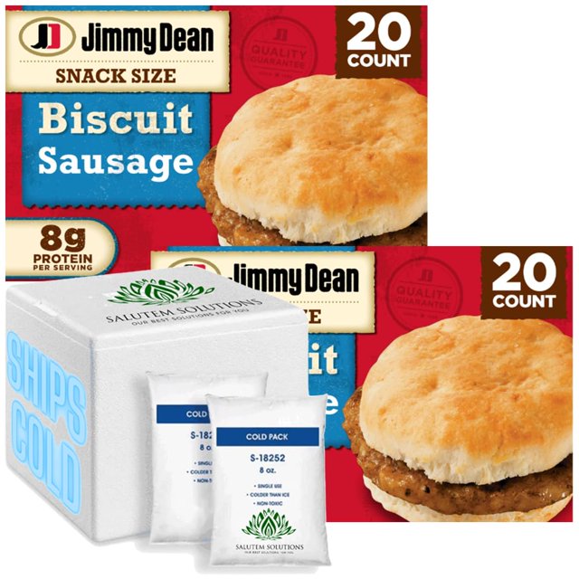 Jimmy Dean Sausage Biscuit Snack Size Sandwich, 34 oz, 20 Count (Frozen