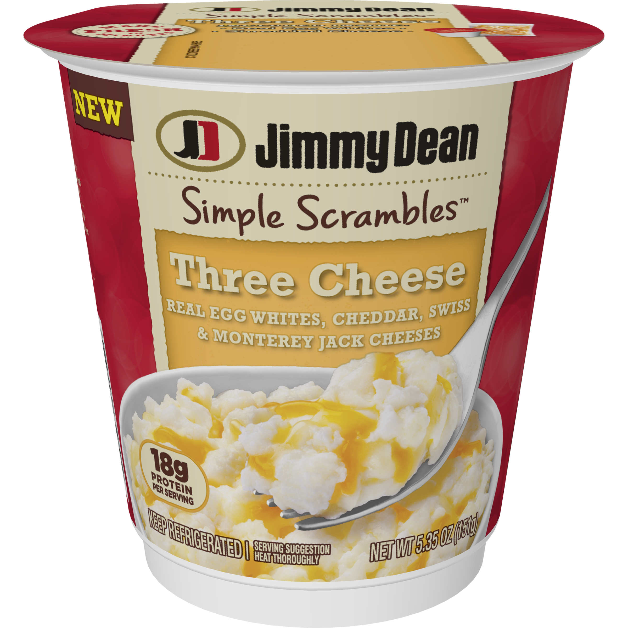Jimmy Dean Simple Scrambles® Three Cheese Quick Breakfast Cup with Real Egg Whites, Cheddar, Swiss & Monterey Jack Cheeses 5.35 oz. - image 1 of 3