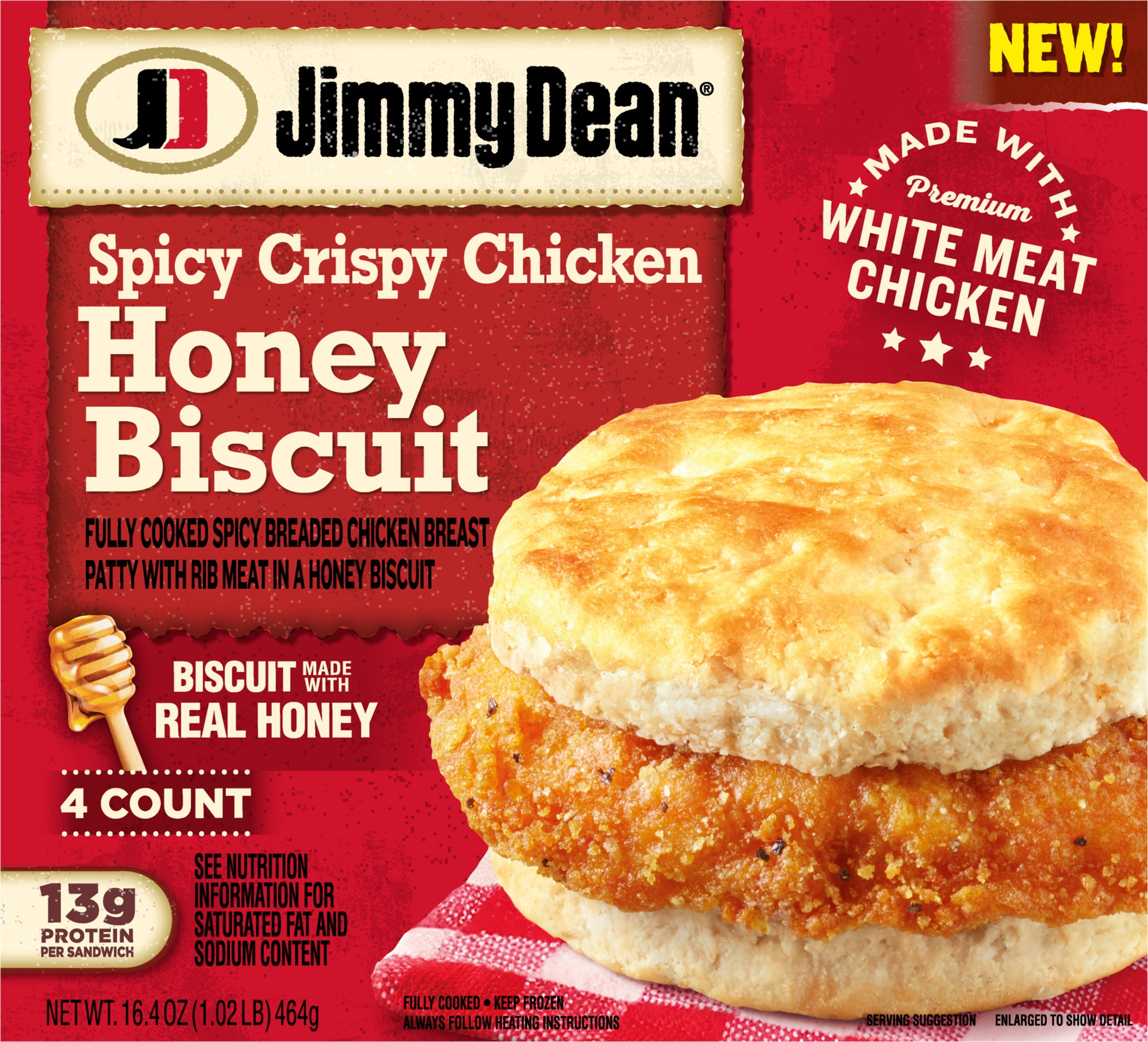 Jimmy Dean Spicy Crispy Chicken Honey Biscuit, 16.4 oz, 4 count