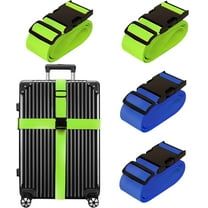 CNDRLEF Heavy Duty Luggage Straps for Suitcases, 4-Pack (2 Blue, 2 Green), Adjustable 2 in x 72 in Travel Suitcase Belts