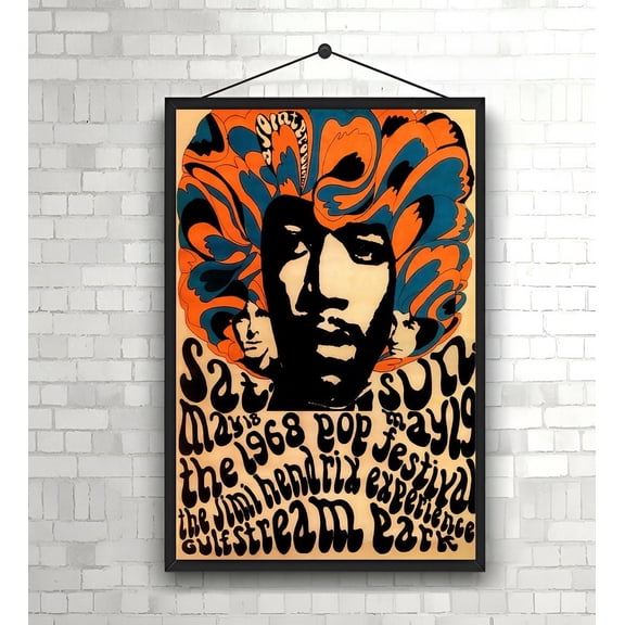 Jimmy Hendrix Concert Poster, Vintage Rock Music Wall Art for Living Room, Size 24x36 Unframed Poster