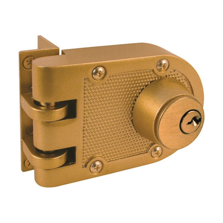 Jimmy-Resistant Deadlock, Diecast, Brass Color, Angle Strike, Double Cylinder Jimmy-Resistant Deadlock, Diecast, Brass Color, Angle Strike, Double Cylinder