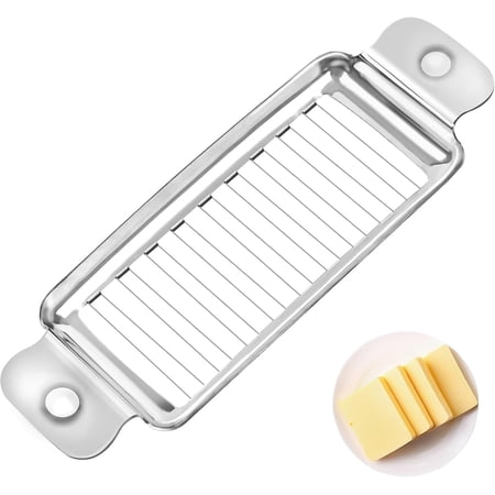 CNDRLEF 304 Stainless Steel Cheese & Butter Slicer, 18-Wire Cutter for Block Cheese/Butter Stick, 1/4-Inch Slices, Dishwasher Safe
