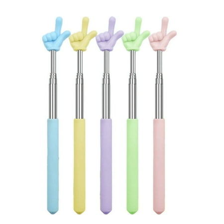 CNDRLEF 5-Pack Extendable Finger Pointer Sticks, 8.5-27.5" Telescopic Hand Pointers w/ Non-Slip Grip, Teacher Classroom Whiteboard Presentation