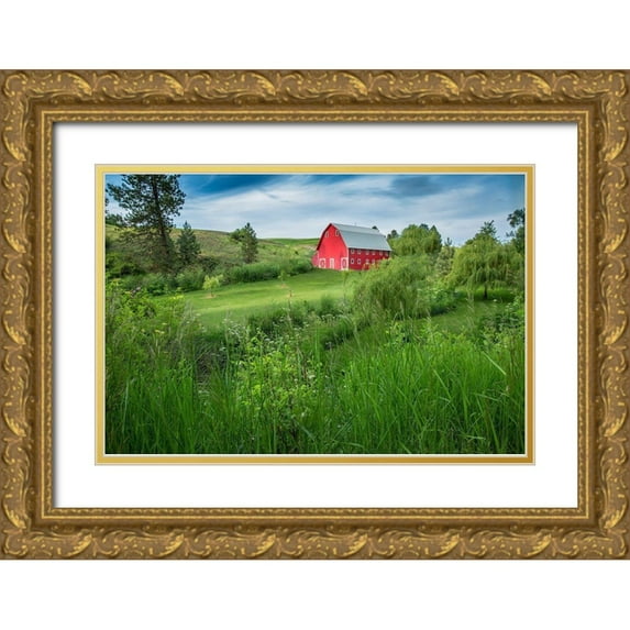 Jimmyz 18x13 Gold Ornate Wood Framed with Double Matting Museum Art Print Titled - Little Farm