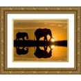 thumbnail image 1 of Jimmyz 24x19 Gold Ornate Wood Framed with Double Matting Museum Art Print Titled - Elephants at Sundown, 1 of 4