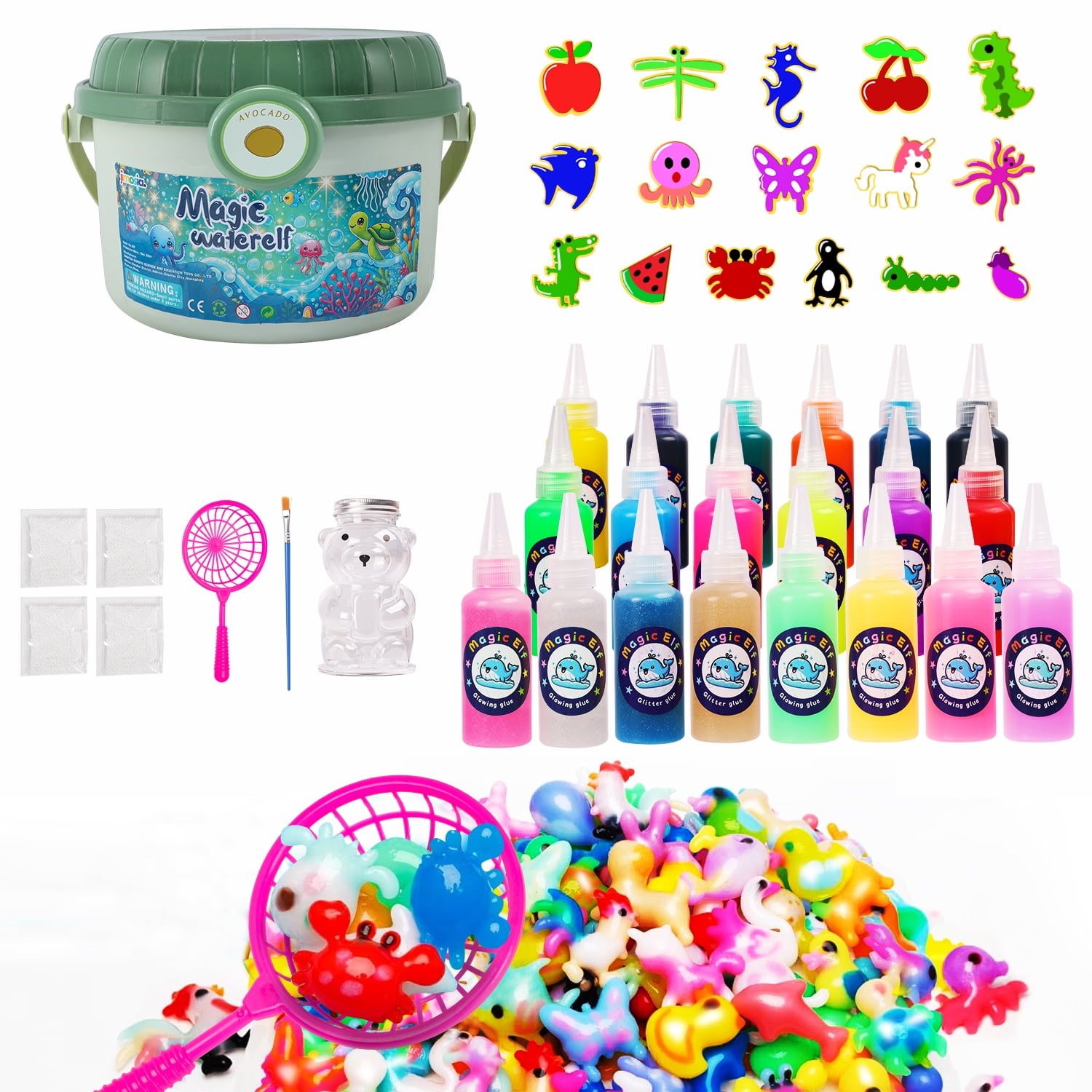 Jimosia Squishy Fairy Water Gel Kit, 60ml Capacity, Children's DIY Aqua Fairy Marine Life