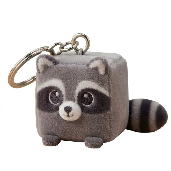 Jimothy Cube Raccoon Plush Keychain, Hot Jimothy Summer，Mini Square Block Raccoon Stuffed Animal Charm, Cute Meme Plush Pendant, 2.4 Inch