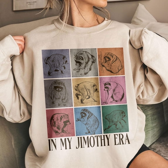 Graphic Raccon Jimothy Era Raccoon Grid Graphic Crewneck Sweatshirt, Unisex - Walmart.com