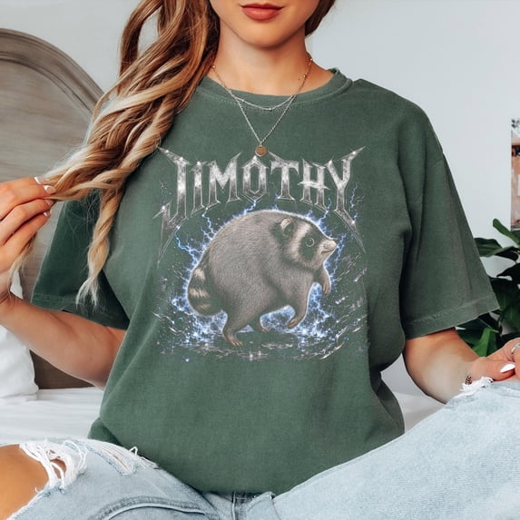 Jimothy Raccoon Metal Shirt, Heavy Metal Trash Panda Tee, Electric Lightning Animal Graphic, Funny Raccoon Gift Multicolor