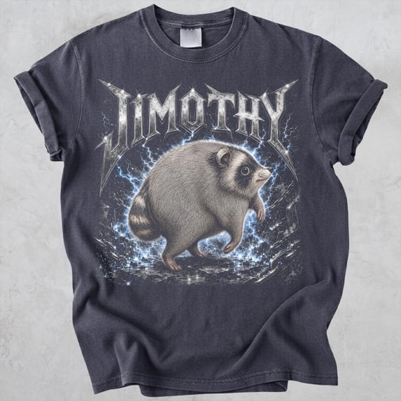 Jimothy Raccoon Metal Shirt, Heavy Metal Trash Panda Tee, Electric Lightning Animal Graphic, Funny Raccoon Gift Multicolor