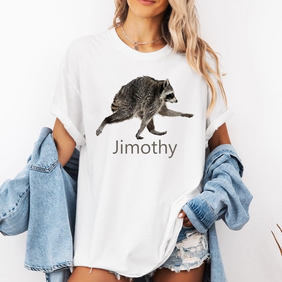 Jimothy Raccoon Shirt, Viral Meme Tee, Funny Animal T-Shirt,White Color,Size L