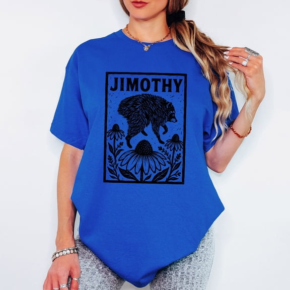 Jimothy Raccoon T-Shirt, Trendy Raccoon Meme Unisex Shirt Multicolor