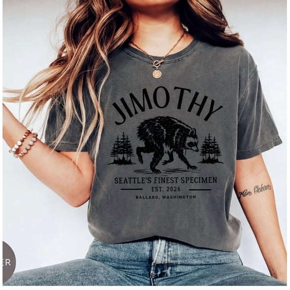 Jimothy Raccoon Tee – Seattle’s Finest Specimen Shirt, Funny Trash Panda PNW Wildlife Graphic