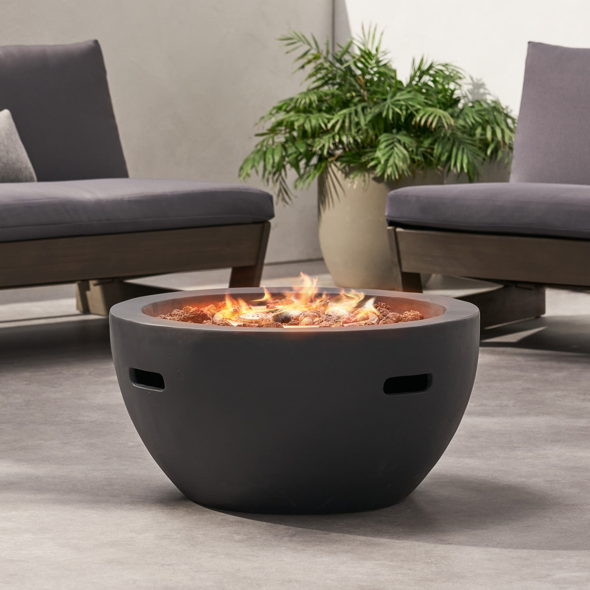 JimsMaison 26.7 in. W x 13.2 in. H Metal Round Propane Burning Outdoor