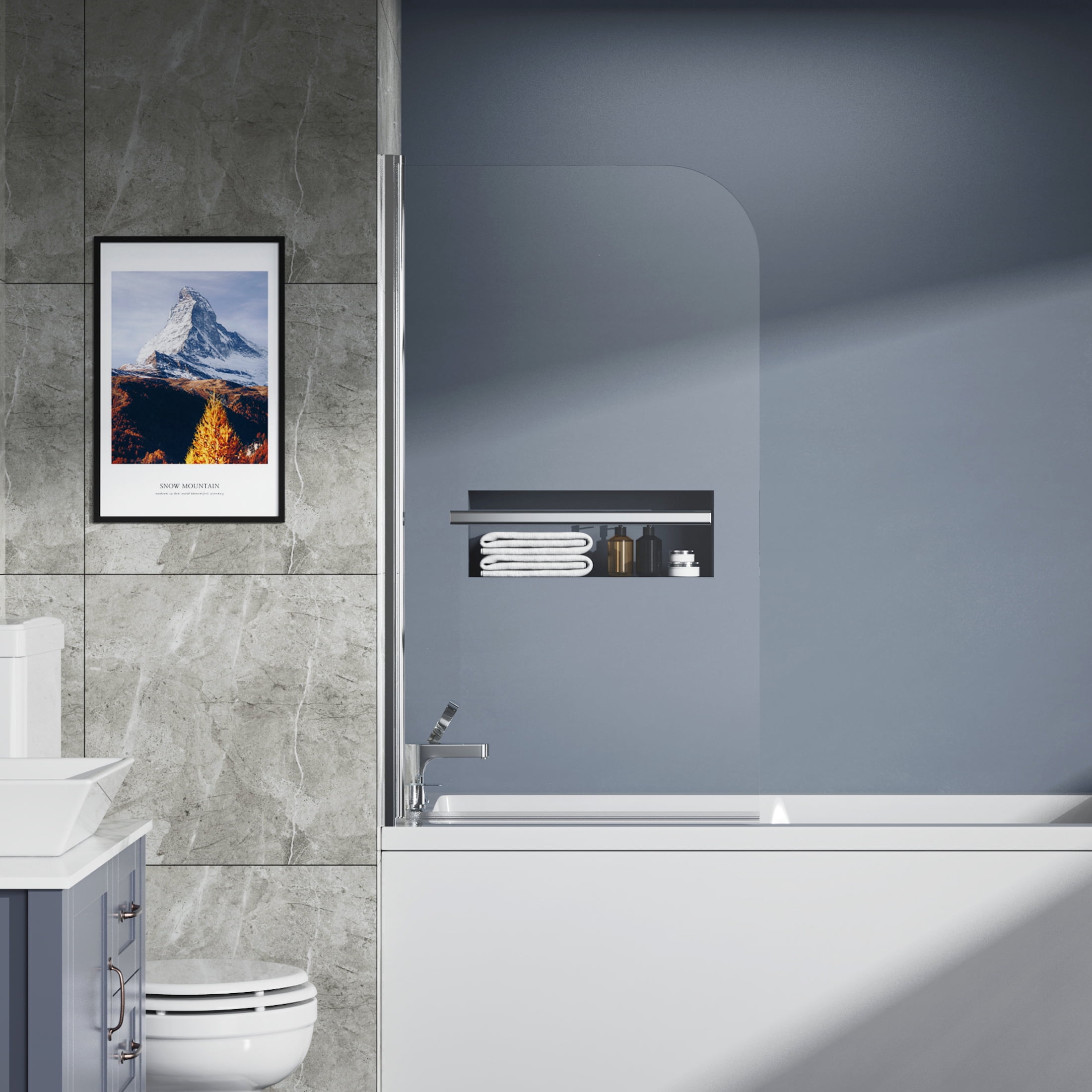 31" x 55" Frameless Tempered Glass Bathtub Shower Door