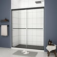 thumbnail image 1 of JimsMaison 50-54" W x 70" H Double Sliding Semi-Frameless Shower Door with 1/4'' (6mm) Tempered Glass, Matte Black, 1 of 14