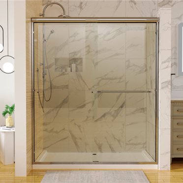 60 In. W X 60 In. Frameless Sliding Bathtub Door, Bathtub Shower Door, 1/4 In. SGCC Clear Tempered Glass, Matte Black MS003-HS - The Home Depot